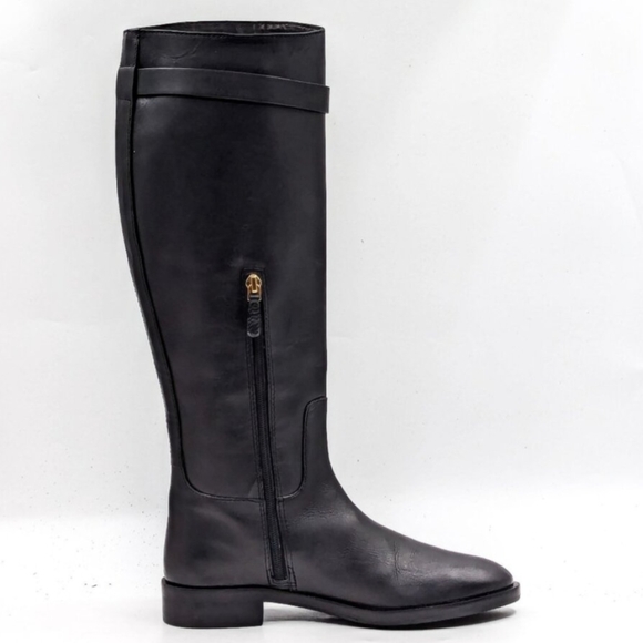 Tory Burch • T Hardware Equestrian Riding Boots Tall Black Leather - Picture 6 of 13